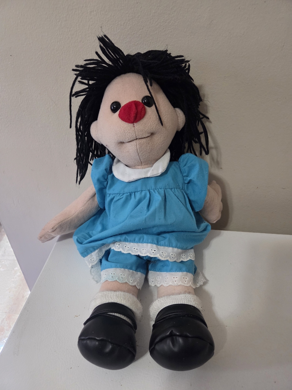 Big Comfy Couch Molly Doll Plush Stuffed Soft Toy 17" Blue Dress Yarn Hair 1995